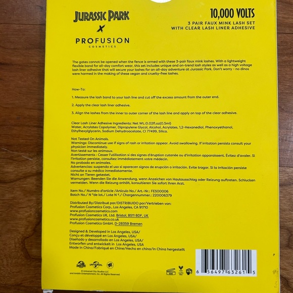 New Jurassic Park Profusion Cosmetics 3 Pair Faux Lash set Lash Liner Adhesive - Picture 5 of 7